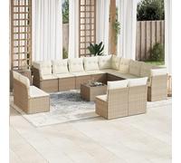 SECOLI Juego de muebles de jardín de ratán con espacio de almacenamiento, 4 - 12 personas, muchos modelos y colores, incluye cojines extra gruesos, muebles de salón para exteriores, color beige, 14