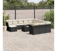 SECOLI Juego de muebles de jardín de ratán con espacio de almacenamiento, 4 - 12 personas, muchos modelos y colores, incluye cojines extra gruesos, muebles de salón para exteriores, color negro, 13