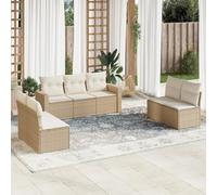 SECOLI Juego de muebles de jardín de ratán con espacio de almacenamiento, 4 - 12 personas, muchos modelos y colores, incluye cojines extra gruesos, muebles de salón para exteriores, color beige 7