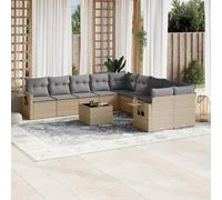 SECOLI Juego de muebles de jardín de ratán con espacio de almacenamiento, 4 - 12 personas, muchos modelos y colores, incluye cojines extra gruesos, muebles de salón para exteriores, color beige, 11
