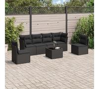 SECOLI Juego de muebles de jardín de ratán con espacio de almacenamiento, 4 - 12 personas, muchos modelos y colores, incluye cojines extra gruesos, muebles de salón para exteriores, color negro, 7
