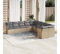 SECOLI Juego de muebles de jardín de ratán con espacio de almacenamiento, 4 - 12 personas, muchos modelos y colores, incluye cojines extra gruesos, muebles de salón para exteriores, color beige, 10