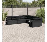 SECOLI Juego de muebles de jardín de ratán con espacio de almacenamiento, 4 - 12 personas, muchos modelos y colores, incluye cojines extra gruesos, muebles de salón para exteriores, color negro, 10