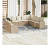 SECOLI Juego de muebles de jardín de ratán con espacio de almacenamiento, 4 - 12 personas, muchos modelos y colores, incluye cojines extra gruesos, muebles de salón para exteriores, color beige, 9