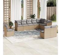 SECOLI Juego de muebles de jardín de ratán con espacio de almacenamiento, 4 - 12 personas, muchos modelos y colores, incluye cojines extra gruesos, muebles de salón para exteriores, color beige, 10