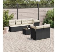 SECOLI Juego de muebles de jardín de ratán, con espacio de almacenamiento, 4 - 12 personas, muchos modelos y colores, incluye cojines extra gruesos, muebles de salón para exteriores, color negro, 8