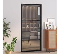 SECOLI Puertas interiores de cristal interior con tirador de puerta, puerta de apartamento, puerta de habitación, puerta de cristal, puerta de cristal ESG, aluminio, para montaje en marco de puerta de