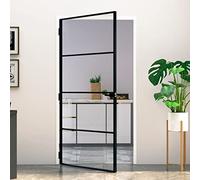 SECOLI Puertas interiores de cristal interior con tirador de puerta, puerta de apartamento, puerta de habitación, puerta de cristal, puerta de vidrio ESG, aluminio, para montaje en marco de puerta de