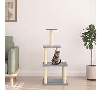 SECOLI Rascador de 111 cm con columnas rascadoras de sisal, pequeño para gatos, para gatos, trepadoras, superficie de descanso, color gris claro