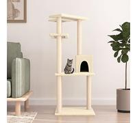 SECOLI Rascador de 123 cm con columnas rascadoras de sisal, pequeño para gatos, árbol de escalada, color crema