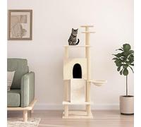 SECOLI Rascador de 153 cm con columnas rascadoras de sisal, pequeño para gatos, árbol de escalada, color crema