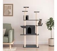 SECOLI Rascador de 166 cm con columnas rascadoras de sisal, pequeño para gatos, trepadoras, color gris oscuro