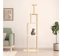 SECOLI Rascador de 183 cm con columnas rascadoras de sisal, pequeño para gatos, árbol de escalada, color crema
