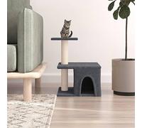 SECOLI Rascador de 48 cm con columnas rascadoras de sisal, pequeño para gatos, trepadoras, color gris oscuro