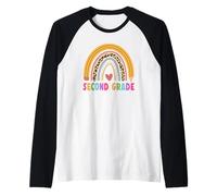 Second 2nd Grade Teacher Student Boho Rainbow Back To School Camiseta Manga Raglan