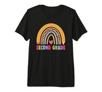 Second 2nd Grade Teacher Student Boho Rainbow Back To School Camiseta Premium