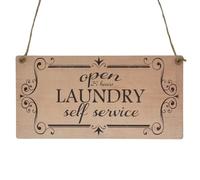 Second Ave Funny Open 24 Hours Laundry Service - Placa rectangular de madera para colgar en casa