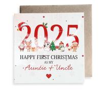 Second Ave - Tarjeta cuadrada con texto en inglés "Happy First Christmas As My Auntie + Uncle Year"