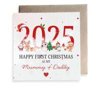 Second Ave - Tarjeta cuadrada con texto en inglés "Happy First Christmas As My Mummy + Daddy"