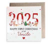 Second Ave - Tarjeta cuadrada con texto en inglés "Happy First Christmas As My Uncle"