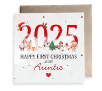 Second Ave - Tarjeta cuadrada de felicitación con texto en inglés "Happy First Christmas As My Auntie"
