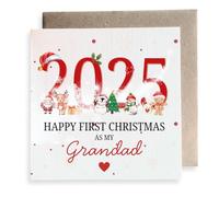 Second Ave - Tarjeta cuadrada de felicitación con texto en inglés "Happy First Christmas As My Grandad Year"