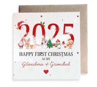 Second Ave - Tarjeta cuadrada de felicitación con texto en inglés "Happy First Christmas As My Grandma + Grandad Year"