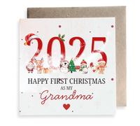 Second Ave - Tarjeta cuadrada de felicitación con texto en inglés "Happy First Christmas As My Grandma"