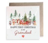Second Ave - Tarjeta cuadrada de felicitación navideña con texto en inglés "Happy First Christmas As My Grandad"
