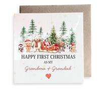 Second Ave - Tarjeta cuadrada para Navidad con texto en inglés "Happy First Christmas As My Grandma + Grandad"