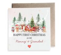 Second Ave - Tarjeta cuadrada para Navidad con texto en inglés "Happy First Christmas As My Nanny + Grandad"