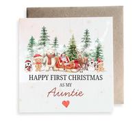 Second Ave - Tarjeta cuadrada para Navidad, diseño con texto en inglés "Happy First Christmas As My Auntie"