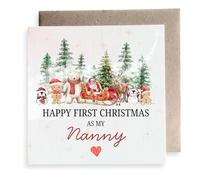 Second Ave - Tarjeta cuadrada para Navidad, diseño con texto en inglés "Happy First Christmas As My Nanny"