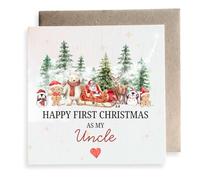 Second Ave - Tarjeta cuadrada para Navidad, diseño con texto en inglés "Happy First Christmas As My Uncle"