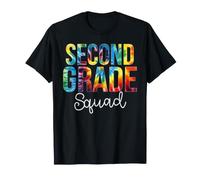 Second Grade Squad Back to School Tie Dye Retro Rainbow Camiseta