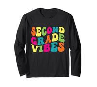 Second Grade Vibes Retro 2nd Grade Teacher 1st Day Of School Manga Larga