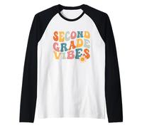 Second Grade Vibes Teacher Retro 1st Day Of School 2nd Grade Camiseta Manga Raglan