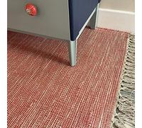 Second Nature Online Alfombra de algodón suave, tejida a mano con certificado GoodWeave pequeña, 75 cm x 120 cm, color rojo óxido pálido
