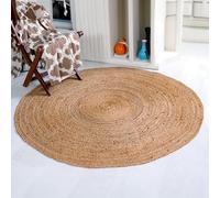 Second Nature Online - Alfombra de yute Dhaka | 100% fibra natural | tejida a mano | comercio ético | ecológica (redonda - diámetro 150 cm)