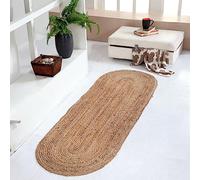 Second Nature Online Dhaka - Alfombra Ovalada Trenzada a Mano (60 x 180 cm), Color Blanco