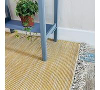 Second Nature Online Mostaza Yellow Hush - Alfombra de algodón suave tejida a mano y certificada GoodWeave mediana 90 cm x 150 cm
