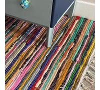 Second Nature Online SHANTI - Alfombra de pasillo multicolor | tejida a mano | ecológica: tela 100% reciclada | procedente ético | tejido plano (60 cm x 150 cm)