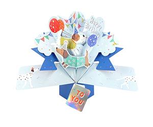 Second Nature POP230 - Tarjeta de felicitación de feliz cumpleaños con perros y globos, tarjetas emergentes 3D