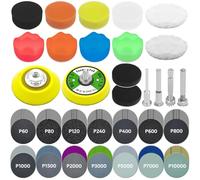 Seconero 158 Piezas Disco de Lijas 50mm Papel de Lija Seco Húmedo Discos Hook and Loop Grano 60/80/120/240/400/600/800/1000/1500/2000/3000/5000/7000/10000, Kit Esponja para Pulir Madera Faros Coche