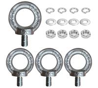 Seconero 4 Piezas Anillos de Elevación M12 Cancamo, Acero C15 Tornillo con Argolla, Pernos de Ojo Tornillos de Argollas de Rosca, Tuerca con Junta Elástica, Cáncamos para Colgar y Fijar 340KG