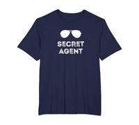 Secret Agent Halloween Funny Costume Camisetas Camiseta, Hombre Tallas Grandes, Azul Marino, 3X Alto