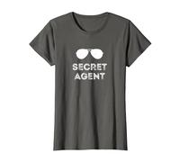Secret Agent Halloween Funny Costume Camisetas Camiseta, Mujer, Asfalto, L