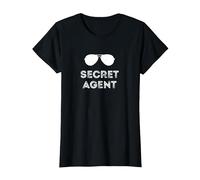 Secret Agent Halloween Funny Costume Camisetas Camiseta, Mujer, Negro, L