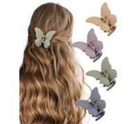 SECRET AROMA - 4 pinzas para el pelo con forma de mariposa, pequeñas y elegantes, antideslizantes, para mujeres y niñas, accesorios para cabello grueso y fino (4 colores)