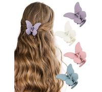SECRET AROMA - 4 pinzas para el pelo con forma de mariposa, pequeñas y elegantes, antideslizantes, para mujeres y niñas, accesorios para cabello grueso y fino (4 colores)